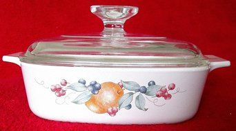 Corning Ware Bisque Abundance A-1-B Casserole with Clear Glass Lid 1 Qt N2