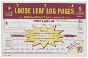 J.J. Keller 8524 Loose Leaf Driver's Daily Log Sheet with DVIR
