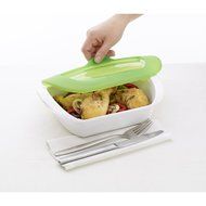 Lekue Steam &amp; Roast 1-2 Servings Ceramic Baking Dish and Silicone Lid, Green N10