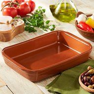La Tienda Rectangular Terra Cotta Cazuela Dish (12 in long, 96 oz/ 12 cup capacity)