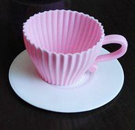 4X Silicone Cupcake Cups Set Cake Mold Muffin Baking Mould Chocolate Tea Cup Case (White) N2