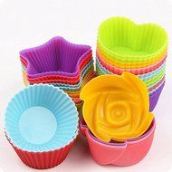 Unichart Reusable Silicone Baking Cake Molds Muffin Cups, Nonstick &amp; Heat Resisitant 30 PCS Set N2