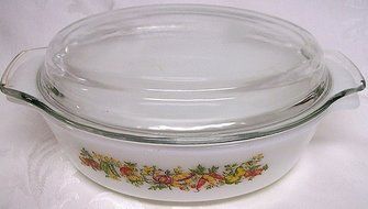 Anchor Hocking 1-1/2 Qt Covered Casserole - Vegetable Pattern N3