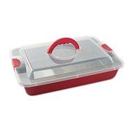 Nordic Ware Freshly Baked Cake Pan with Lid, 9" x 13", Red