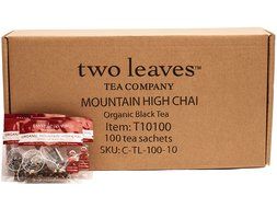 Two Leaves Tea Company Organic Mountain High Chai Black Tea, 100-Count