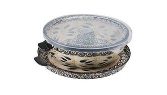 Temp-tations Old World Fluted Tube Pan With Serving Tray- Black