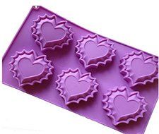 6 Cups Heart Shape With Lace Pattern Diy Fondant Chocolate Mold Ice Lattice Mold Silicone Cake Moulds Cake Baking...