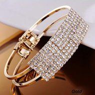 Charm Girl&#039;s Crystal Rhinestone Gold/Silver Plated Chain Bangle Bracelet Jewelry