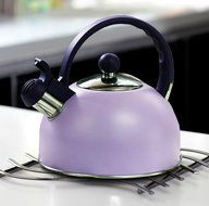 Vanderbilt Home Stainless Steel Whistling Tea Kettle Matte Purple 2.5 Liter