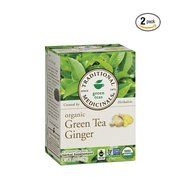 Traditional Medicinals Organic Fair Trade Green Tea W/ Ginger Herbal Wrapped Tea Bags, 16 ct, 2 pk
