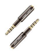 FosPower (1 Pack) 3.5mm Male to Female Auxiliary Stereo Audio Headphone Jack AUX Adapter [4-Conductor TRRS | 24K... N8