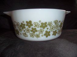 Vintage Pyrex Spring Blossom Green 1 1/2 Quart Casserole Dish N2