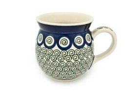 Polish Pottery Peacock Swirl Bubble Mug
