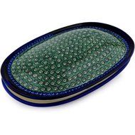 Polmedia Polish Pottery 13-inch Stoneware Dish with Cover H8318C Hand Painted from Zaklady Ceramiczne in Boleslawiec... N4