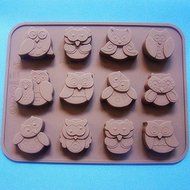 12 Silicone Tray Pop Cake Stick Mould Lollipop Party Cupcake Baking Mold,Owl