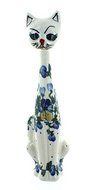 Polish Pottery Pansies Medium Cat