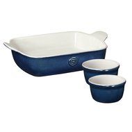 Emile Henry Modern Classics Rectangular Baking Dish W/ Ramekins, Twilight Blue