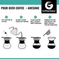 POUR OVER Coffee Kettle 1.2L - Stop Burning Your Beans - THERMOMETER Built-in by Coffee Gator - For Perfect Hand... N3