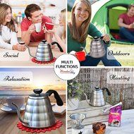 Pour Over Coffee and Tea Kettle1.2L with Thermometer-304 Stainless Steel-Pouring Gooseneck for Barista or Home... N7