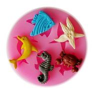 2PCS Yihuily 3D Chocolate Candy Cake Silicone Fondant Lace Mold, Sea Shell Starfish Birds Animals Shape Mould