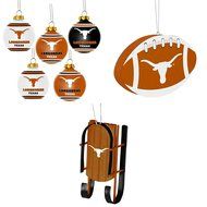 NCAA Texas Longhorns Plastic Christmas Ball Ornament 5 Pack Foam Sled Bundle 3 Pack By Forever Collectibles N2