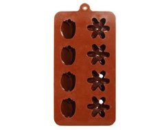 Silicone Flower Shaped Cake Mold &amp; Ice Tray (Brown)
