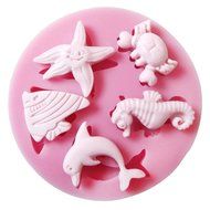 2PCS Yihuily 3D Chocolate Candy Cake Silicone Fondant Lace Mold, Sea Shell Starfish Birds Animals Shape Mould N2
