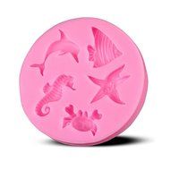 2PCS Yihuily 3D Chocolate Candy Cake Silicone Fondant Lace Mold, Sea Shell Starfish Birds Animals Shape Mould N4