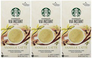 Starbucks Via Vanilla Latte - Pack of 3 - (15 Servings Total)