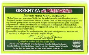 Bigelow Green Tea with Pomegranate 20-Count Boxes , Net weight 1.37 oz (Pack of 6)