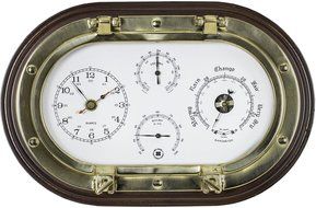 Brass Porthole Clock with Barometer,Thermometer, Hygrometer