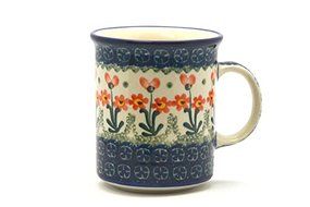 Polish Pottery Mug - Straight Sided - Peach Spring Daisy