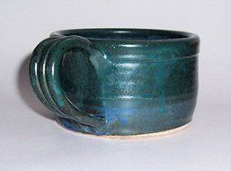 "ABC Products " - Hand Made Clay - Heavy Soup Bowl With A Large Looped Handle - You Can Spoon It Out - Drink It... N3