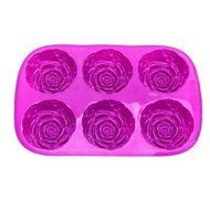 Pinovk 6-cavity Silicone Flower Rose Cake Candy Soap Mold Jelly Cupcake Mould Baking Pan N4