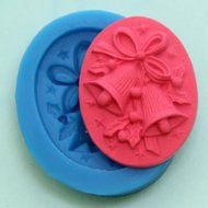2pcs Silicone Mold Fondant Molds Christmas Cake Mould Mini(Christmas Gift/Bell)