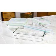 Glasslock 4-Piece Oven Safe Bakeware Rectangle Set, 11 by 7-Inch