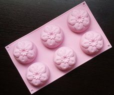 6 Cavity Flowers Silicone Non Stick Cake Ice Cube Mold Chocolate Jelly Candy Baking Mould