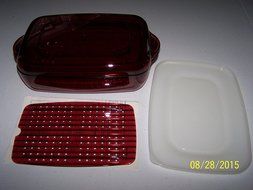 Tupperware Tupperwave Rectangular 7cup 1.7L Dish with Matching Top and Grid With White Seal N2