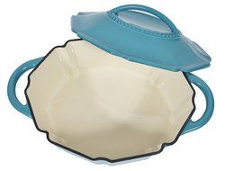 Isaac Mizrahi Bella Chic Oval Casserole and Lid Dutch Oven 4-Quart (Turquoise) N3