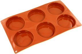 World Cuisine Non-Stick Silicone Mold, 6 Small Cakes, Plain