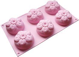 6 Cavity Flowers Silicone Non Stick Cake Ice Cube Mold Chocolate Jelly Candy Baking Mould N3