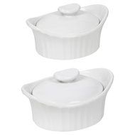 Corningware French White III Dessert Baker with Ceramic Lid, 2-Pack