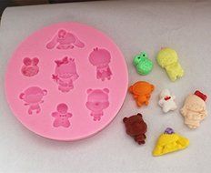 Longzang Children Art Deco Silicone Mold Sugar Craft DIY Gumpaste Cake Decorating Clay Pink N2