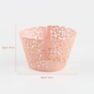 BUTEFO 50 Pcs Cupcake Holders Hollow Carving Decor Wrapper Wraps Cupcake Muffin Paper Holders (Gold) N2