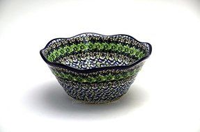 Polish Pottery Bowl - Curvy Edge - 8&quot; - Kiwi