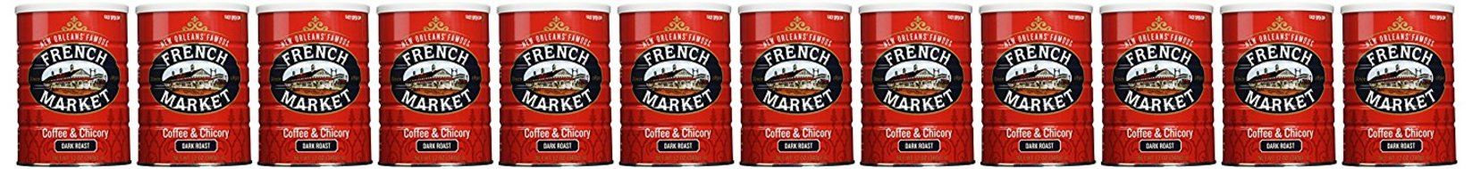 French Market Coffee &amp; Chicory, City Roast (Dark Roast), 12-ounce Cans (Case of 12) N3