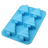 DUFUSTORE Chocolate Cake Candy Baking Silicone Bakeware Mould 6pcs Christmas Tree Random Color N2