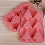 DUFUSTORE Chocolate Cake Candy Baking Silicone Bakeware Mould 6pcs Christmas Tree Random Color N3