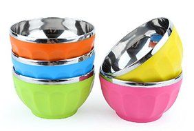 Bumud 5 Pack Kids Break-resistant Stainless Steel Bowl N4