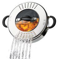 Circulon Momentu Stainless Steel Nonstick 4-Quart Covered Casserole with Locking Straining Lid N4
